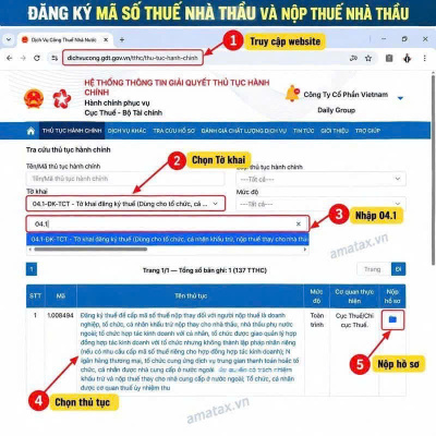 HƯỚNG DẪN ĐĂNG KÝ MST NHÀ THẦU